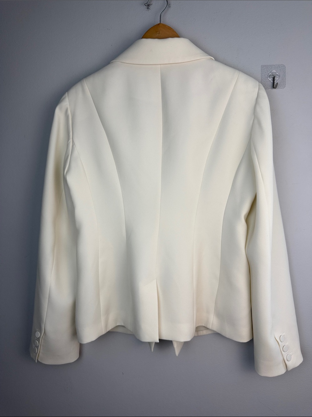 Karen Millen Tailored Crepe Blazer Ivory Structured Single Breasted Jacket Sz 12 - Picture 10 of 16